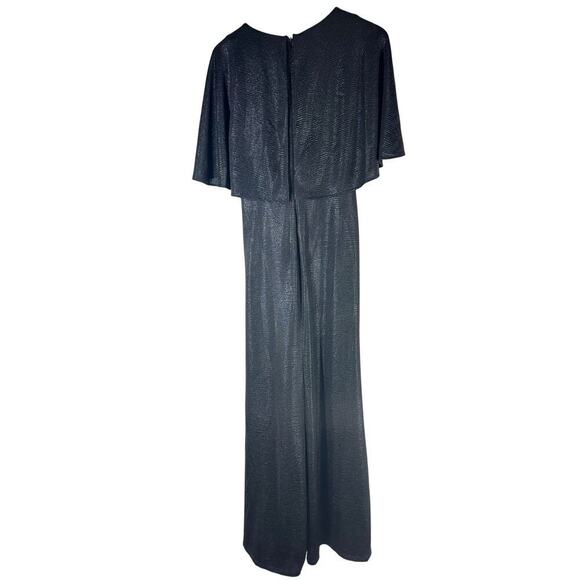 Lauren Ralph Lauren Twist-Front Cape-Overlay Gown Black Size US 6 - Picture 3 of 14